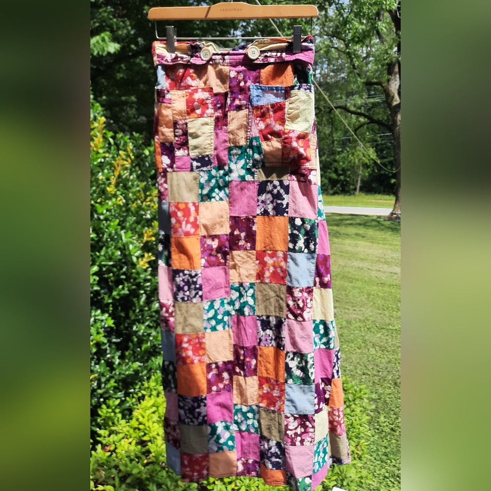 Vintage Patchwork Wrap Skirt Small BEAUTIFUL AUTH… - image 2